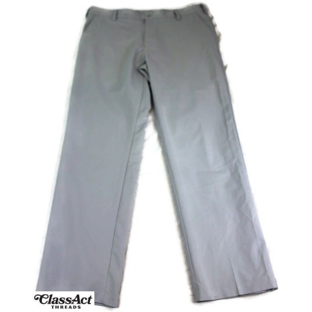 Adidas Pants Men Gray Chino Golf Golfer Athletic Polyester Flat Fronts 36" 32"